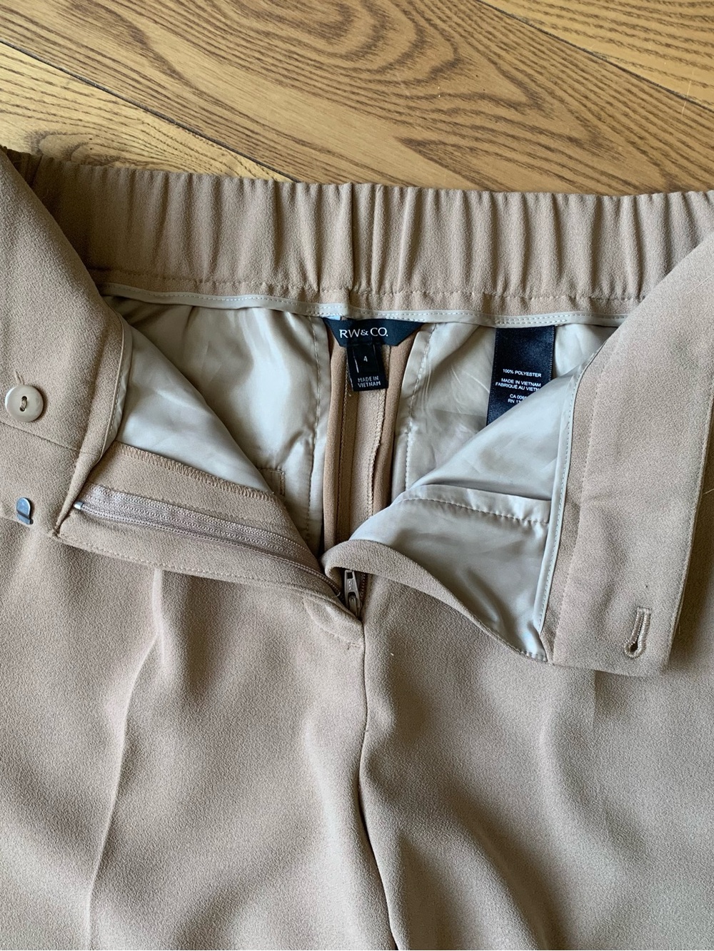 RW&CO Beige High-Waist Wide Leg Trousers - Picture 5 of 7
